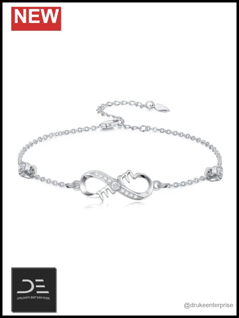 Infinity Bracelet 925 Sterling Silver 14K Gold Plated Mom Jewelry Gift